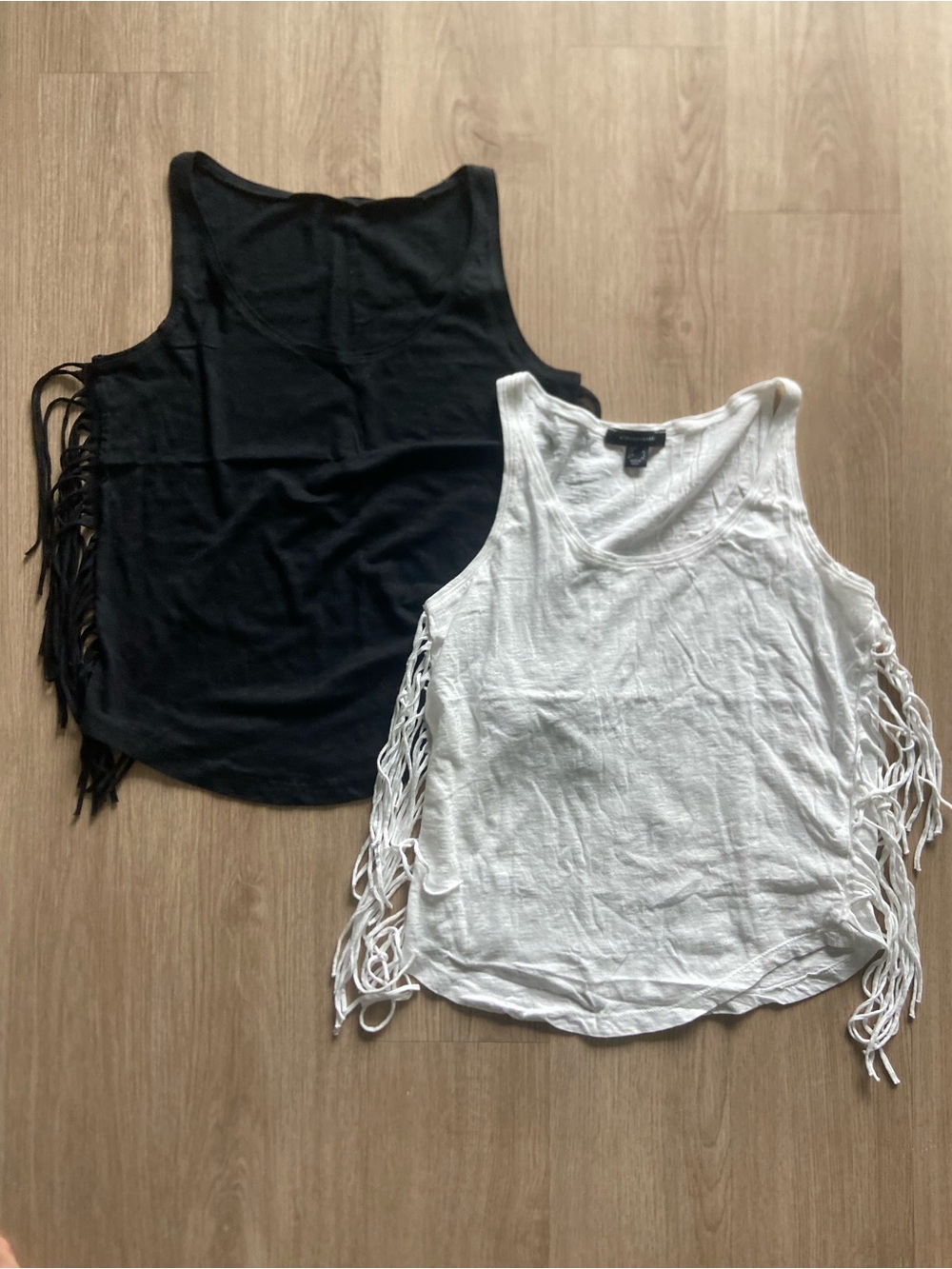 NWT - Fringe-Trim Tank Top - Black and White